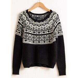 American Eagle Sz M Womens Wool Fair Isle Scoop Neck Pullover Sweater‎